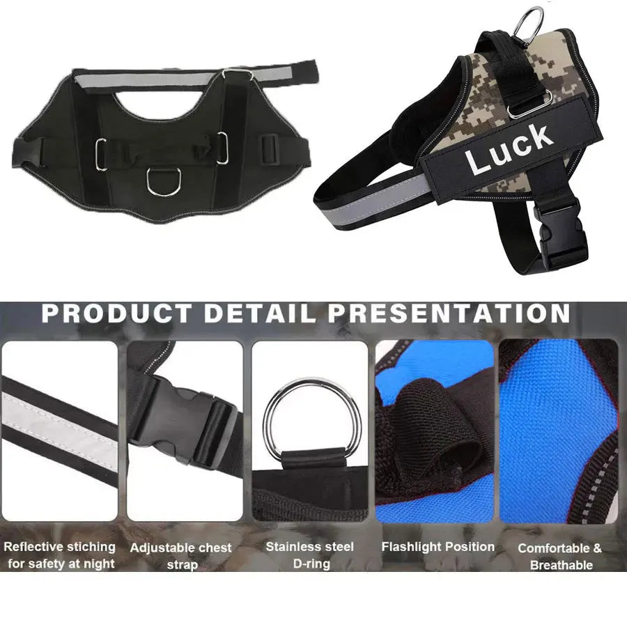 Pettorina Riflettente per Cani Anti-Tiro con Patch ID Personalizzabile - Traspirante e Regolabile