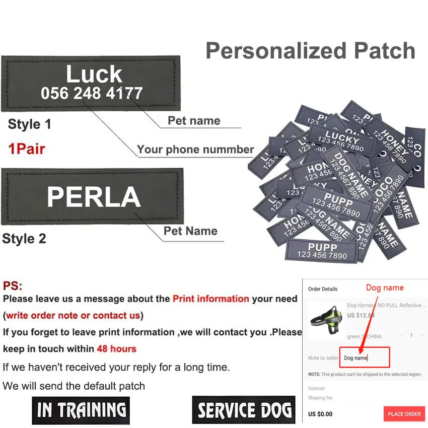 Pettorina Riflettente per Cani Anti-Tiro con Patch ID Personalizzabile - Traspirante e Regolabile