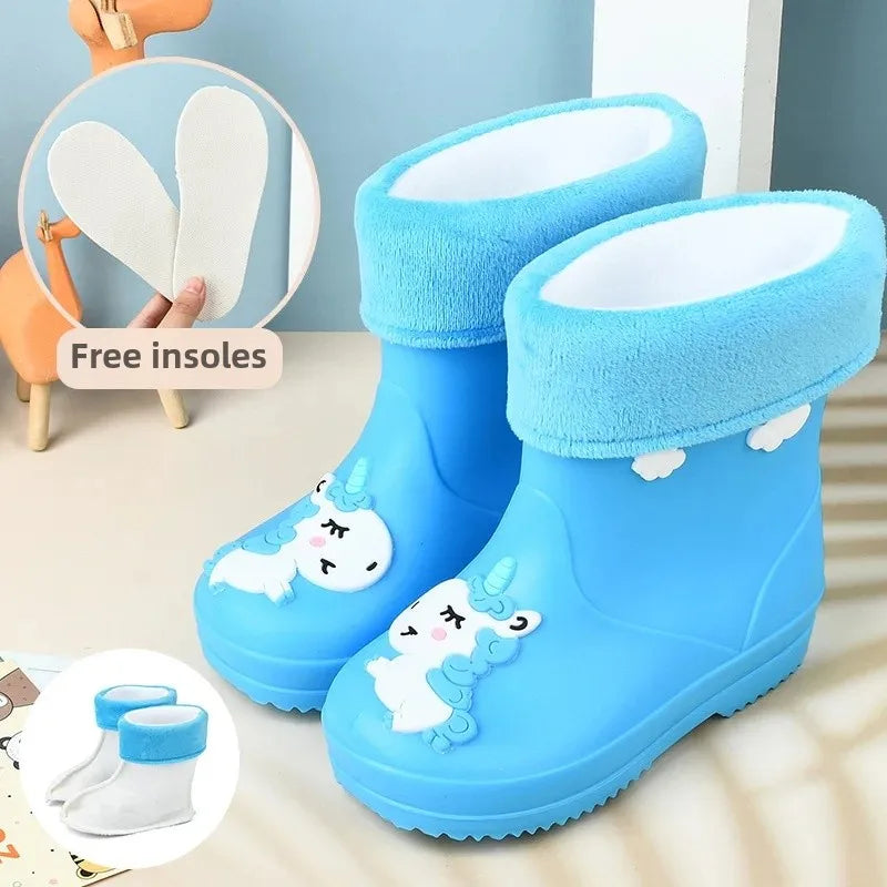 Stivali da Pioggia Bambini Antiscivolo - Imbottiti e Impermeabili per Giocare all'Aperto con Pioggia e Fango