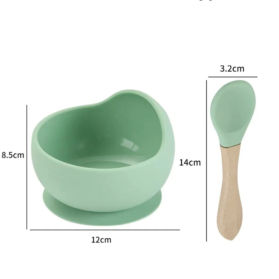 Set Pappa Silicone Anti-Ribaltamento - Ciotola e Cucchiaio per Svezzamento Sicuro e Senza Sprechi