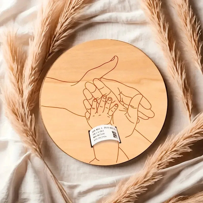 Bracciale Ricordo Nascita Personalizzato - Portafoto Inciso con Nome Bebè e Data per Keepsake Neonato