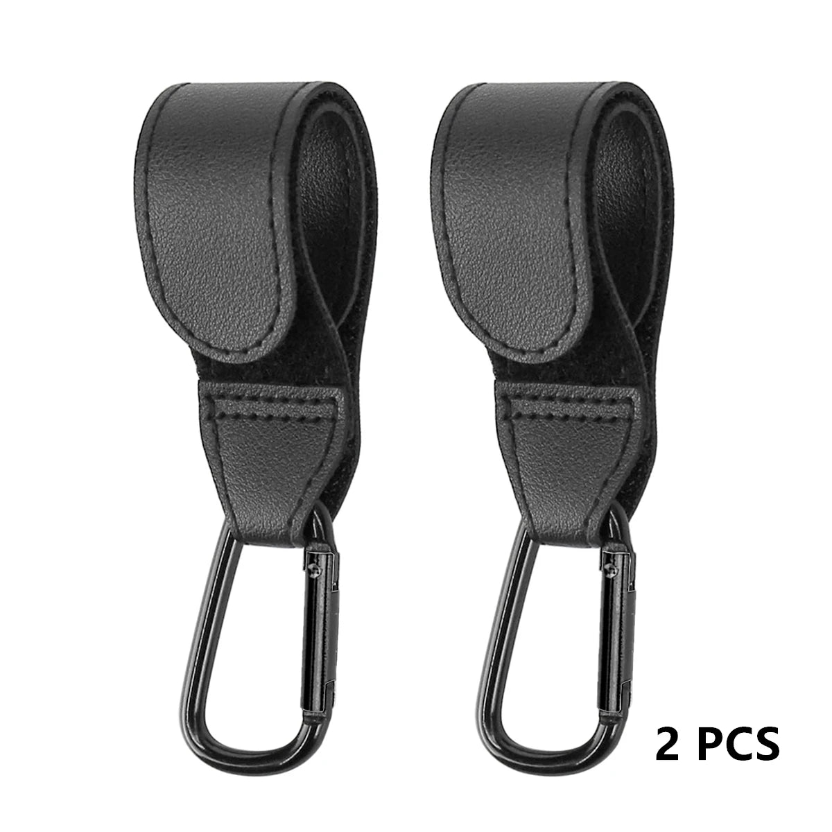 Ganci Rotanti 360° in Pelle PU per Passeggino - Organizer Borse e Zaini Mani Libere (Set 2 Pezzi)