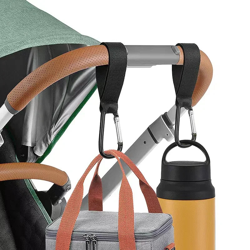 Ganci Moschettone per Passeggino in Alluminio - Organizer Borse Spesa e Zaini Mani Libere