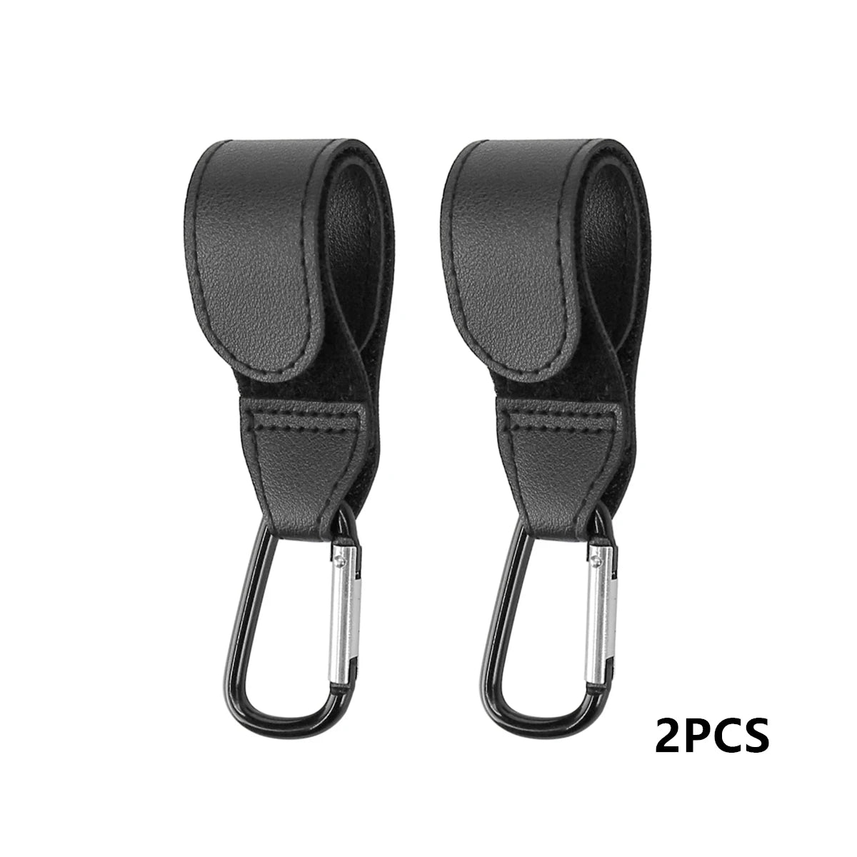 Ganci Rotanti 360° in Pelle PU per Passeggino - Organizer Borse e Zaini Mani Libere (Set 2 Pezzi)