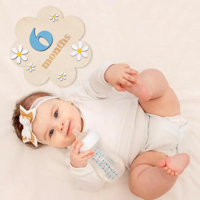 Card Milestone Mensili in Legno - Numeri Mese per Foto Ricordo Crescita Neonato e Bebè